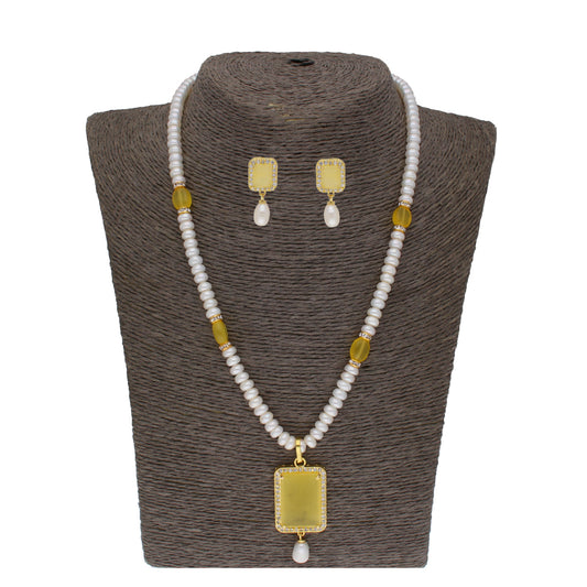 J Pearls Daksina 1 Line Square Pearl Set - Real Pearl Jewelry - Grab2buy