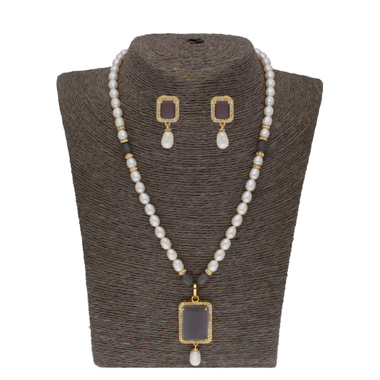 J Pearls Abarna 1 Line Square Pearl Set - Real Pearl Jewelry - Grab2buy