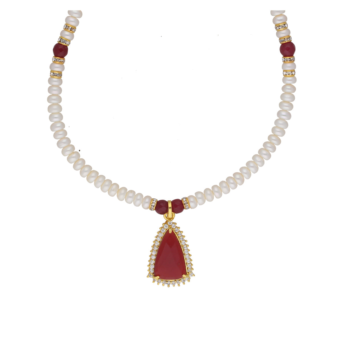 J Pearls Abeedha 1 Line Button Pearl Set - Real Pearl Jewelry - Grab2buy