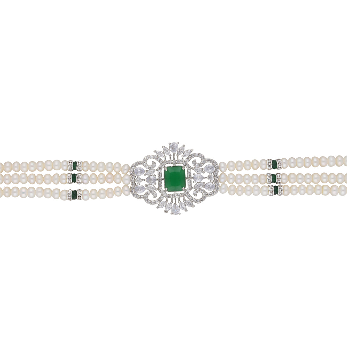 J Pearls Fatema 3 Lines Button Choker Set - Real Pearl Jewelry - Grab2buy