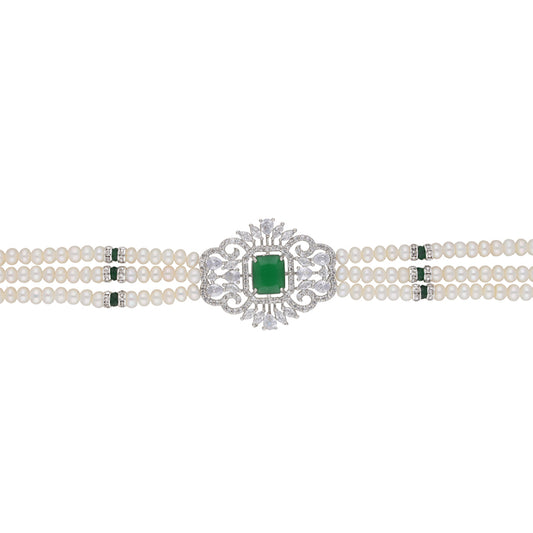 J Pearls Fatema 3 Lines Button Choker Set - Real Pearl Jewelry - Grab2buy