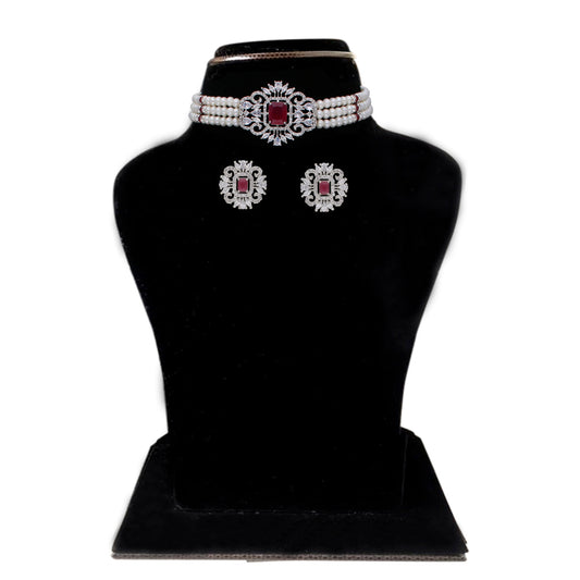 J Pearls Jabala 3 Lines Button Choker Set - Real Pearl Jewelry - Grab2buy