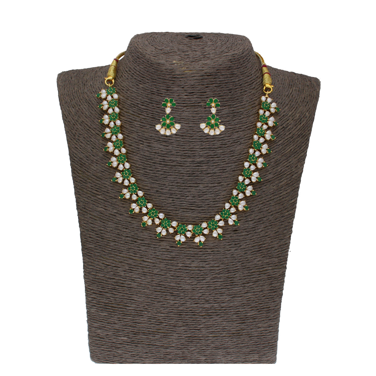 J Pearls Lopa 1 Line Oval Necklace Set - Real Pearl Jewelry - Grab2buy