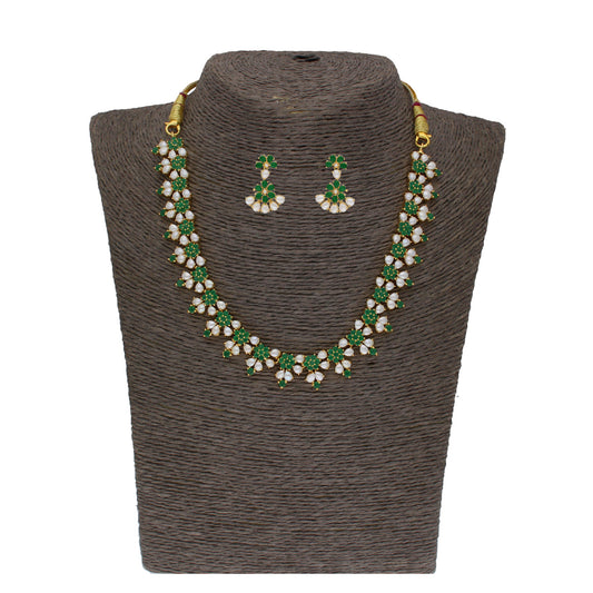 J Pearls Lopa 1 Line Oval Necklace Set - Real Pearl Jewelry - Grab2buy
