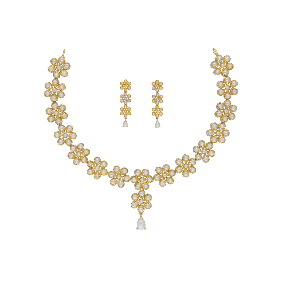 J Pearls Baasima 1 Line Necklace Set - Real Pearl Jewelry - Grab2buy