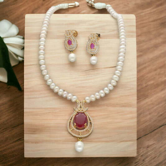 J Pearls Sparkle Pearl Necklace Set