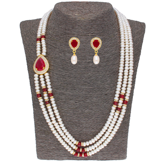J Pearls Stunning 3 String Necklace Set - Real Pearl Jewelry - Grab2buy