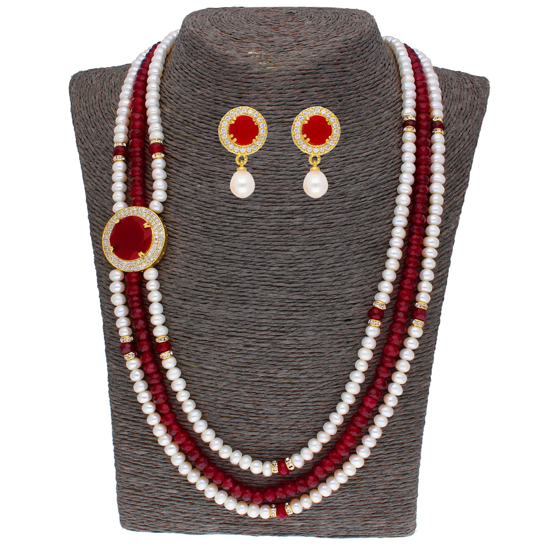 J Pearls Notable 3 String Necklace Set - Real Pearl Jewelry - Grab2buy