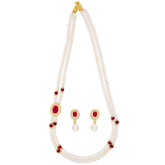 J Pearls Prominent 2 String Necklace Set - Real Pearl Jewelry - Grab2buy
