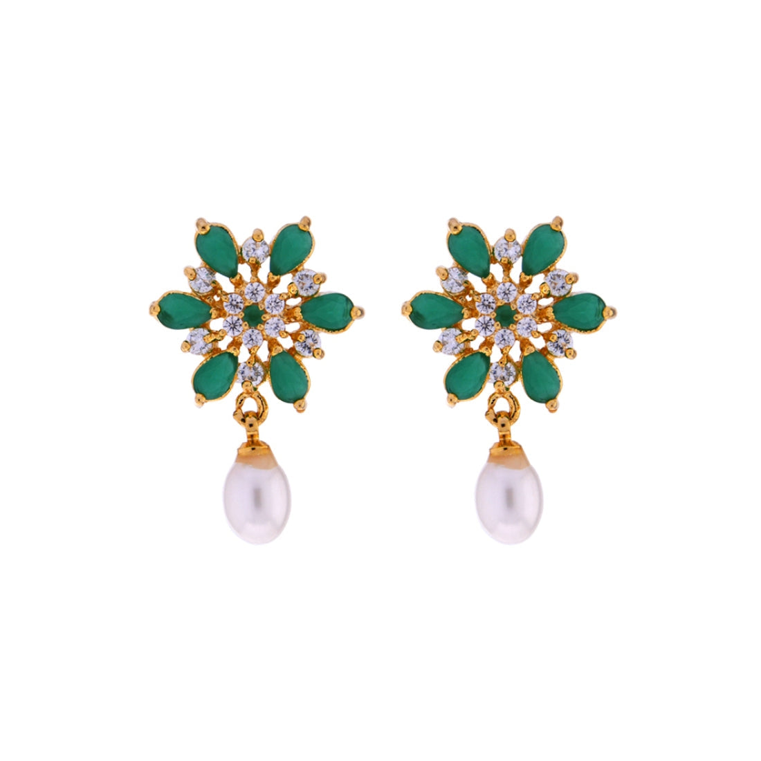 J Pearls Green Designer Earrings - Real Pearl Jewelry - Grab2buy