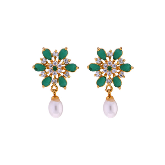 J Pearls Green Designer Earrings - Real Pearl Jewelry - Grab2buy