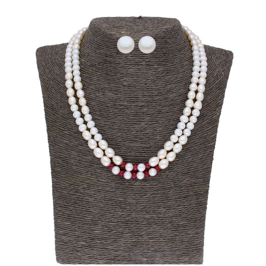 J Pearls 2 Line 5-6Mm Oval Pearl Set - Real Pearl Jewelry - Grab2buy