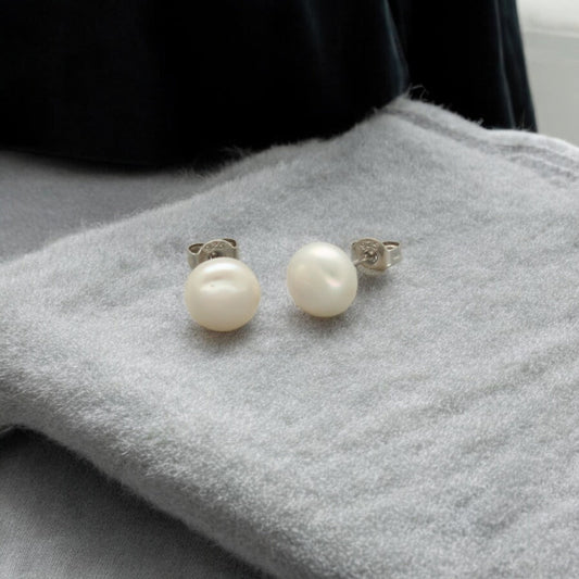 J Pearls Glam 925 Silver Stud Earrings