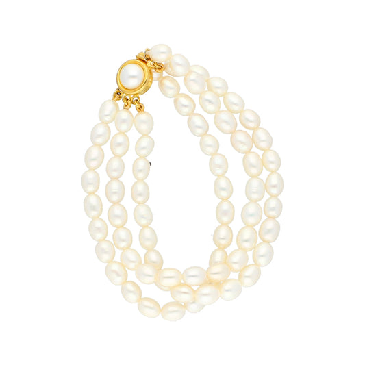 J Pearls Bunch Of 3 Line Pearl Bracelet - Real Pearl Jewelry - Grab2buy