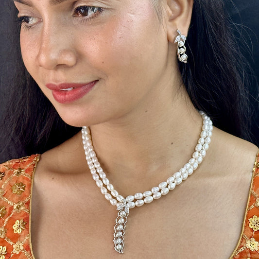 J Pearls Dual Line Iconic Pearl Necklace Set