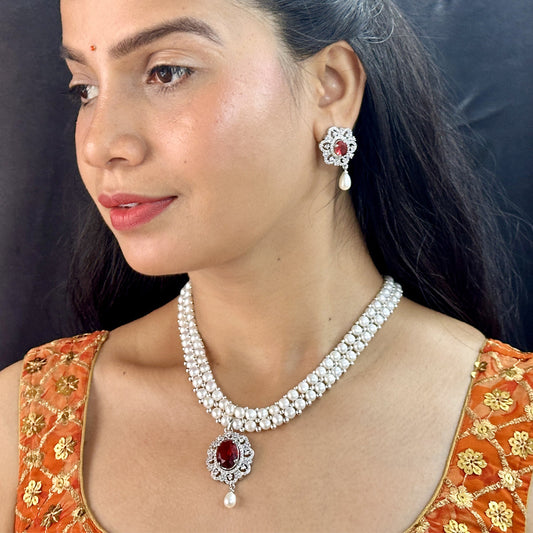 J Pearls Ravishing Dual Line Pearl Necklace Set