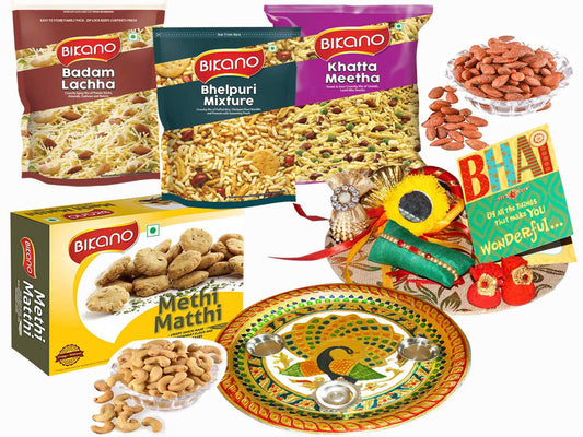 Bikano Favourites and Dryfruits Rakhi Puja Thali Gift - Grab2buy