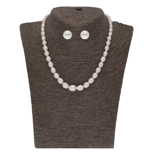J Pearls White Graded Oval Pearl Necklace - Real Pearl Jewelry - Grab2buy