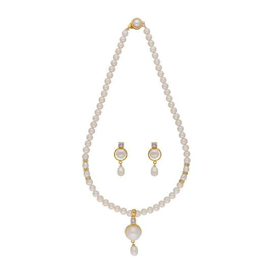 J Pearls Elegant Single Drop Pearl Set - Real Pearl Jewelry - Grab2buy