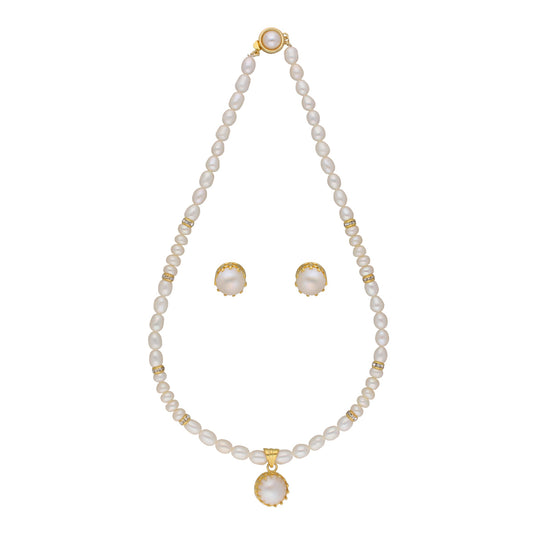 J Pearls Single String Fashionable Pearl Set - Real Pearl Jewelry - Grab2buy
