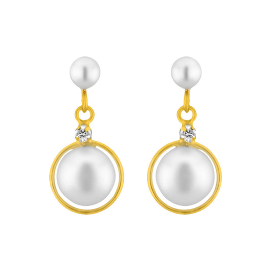 J Pearls White Pearl Hangings - Real Pearl Jewelry