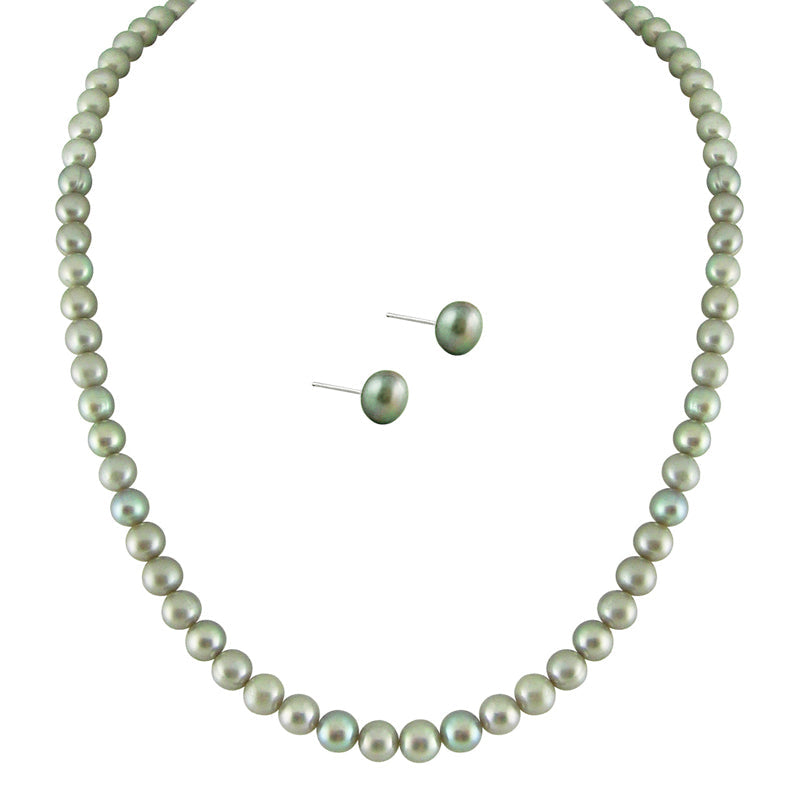 J Pearls Simple Grey Pearl Set - Real Pearl Jewelry - Grab2buy