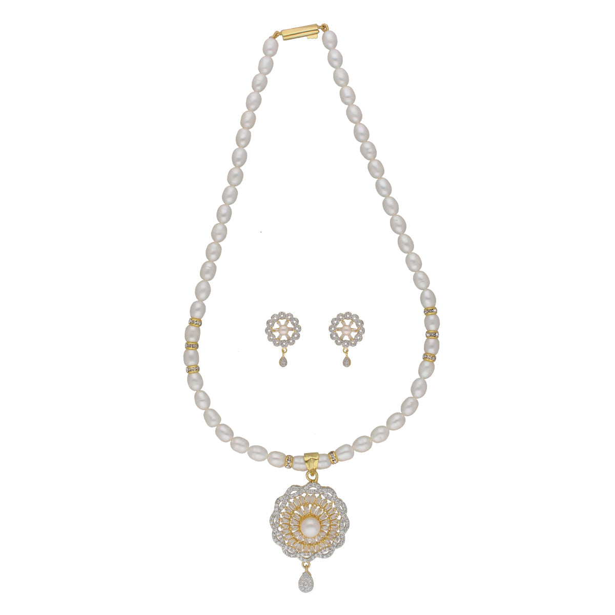 J Pearls Gianna 1 Line Pearl Sets - Real Pearl Jewelry - Swadesiicart