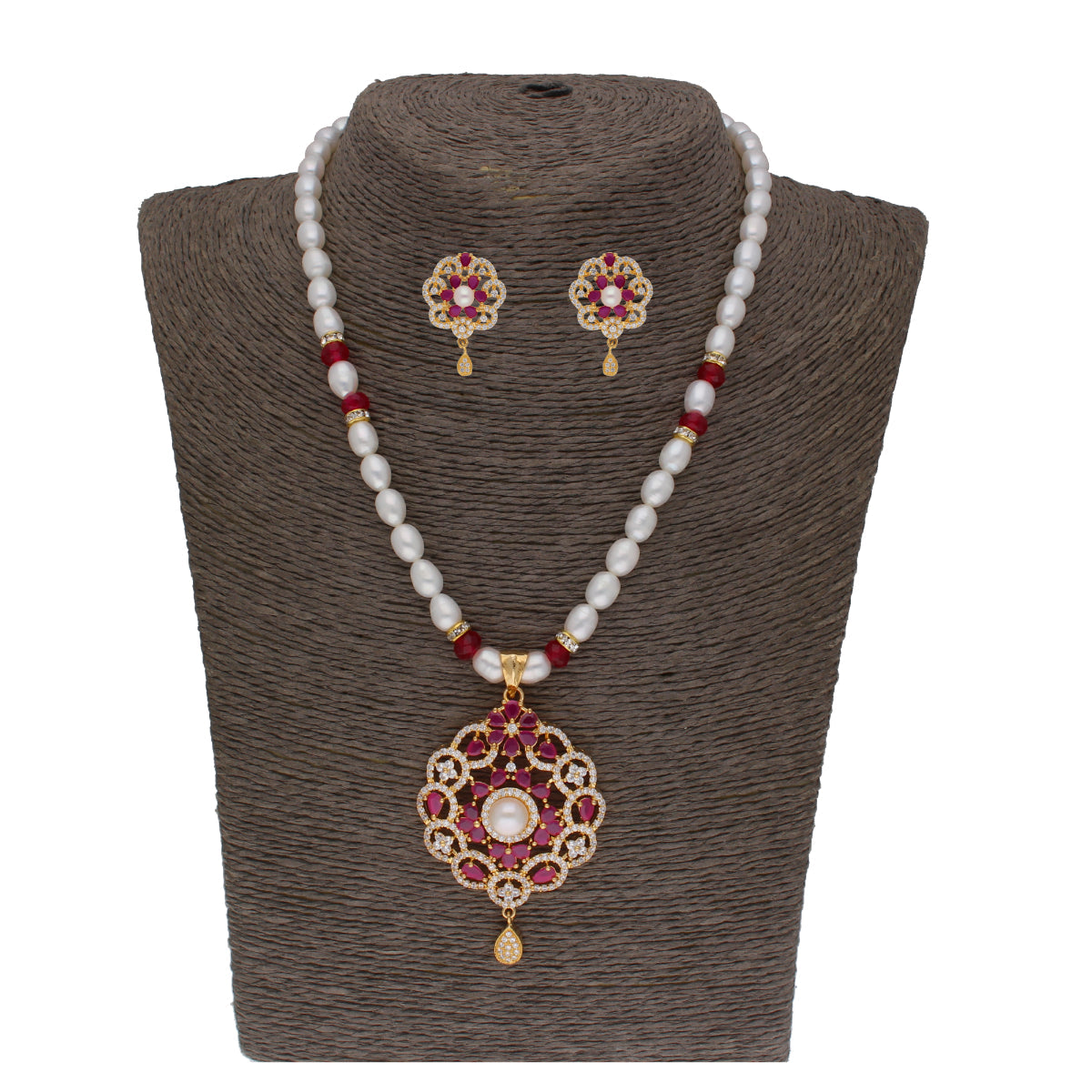 J Pearls Krishna 1 Line Pearl Sets - Real Pearl Jewelry - Grab2buy