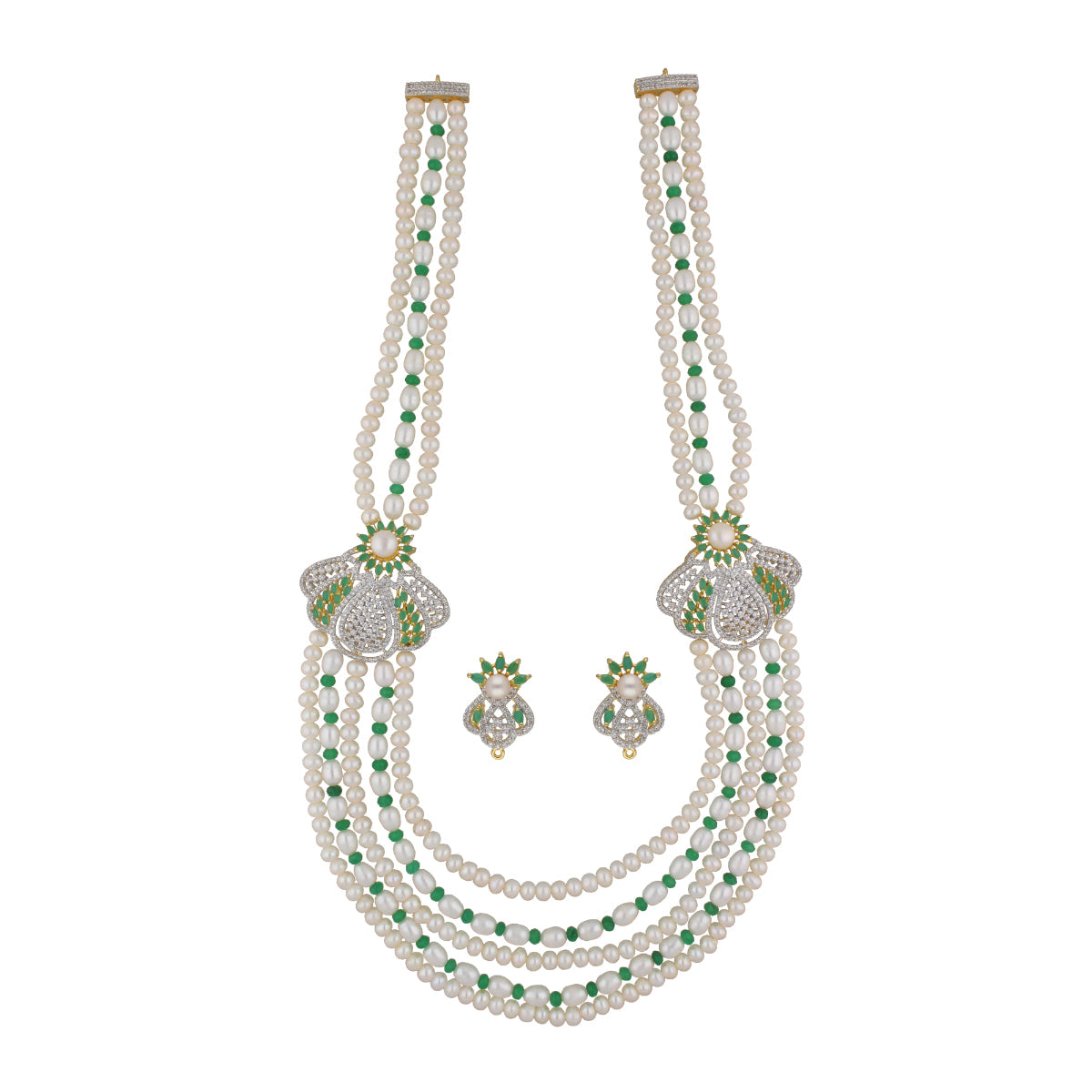 J Pearls Baldar 5 Lines Pearl Set - Swadesiicart