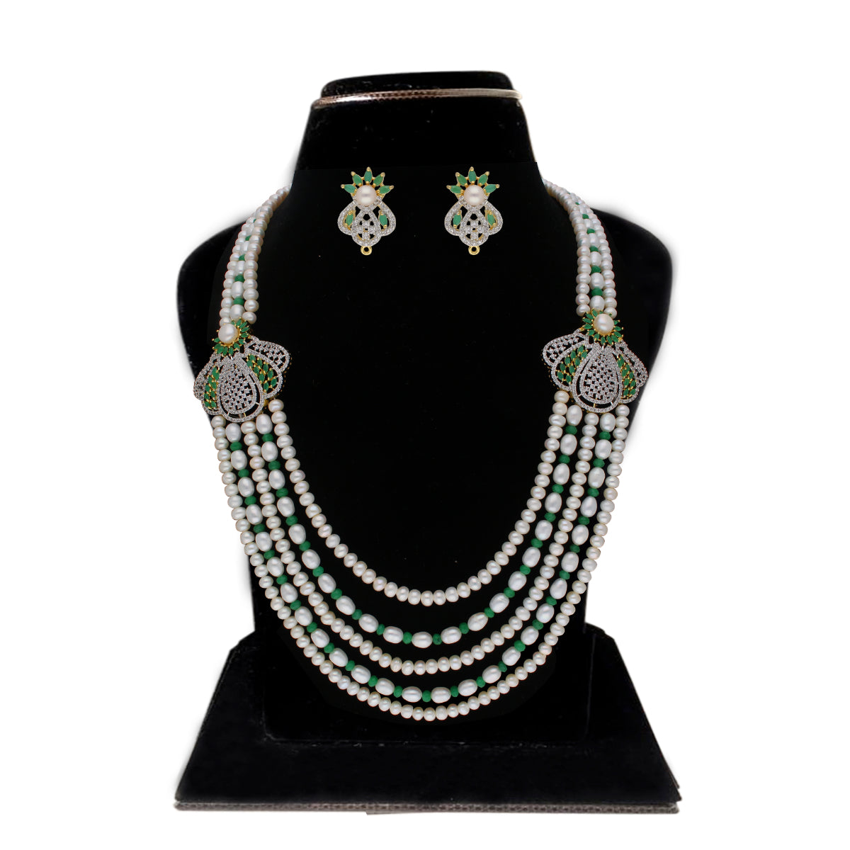 J Pearls Baldar 5 Lines Pearl Set - Swadesiicart