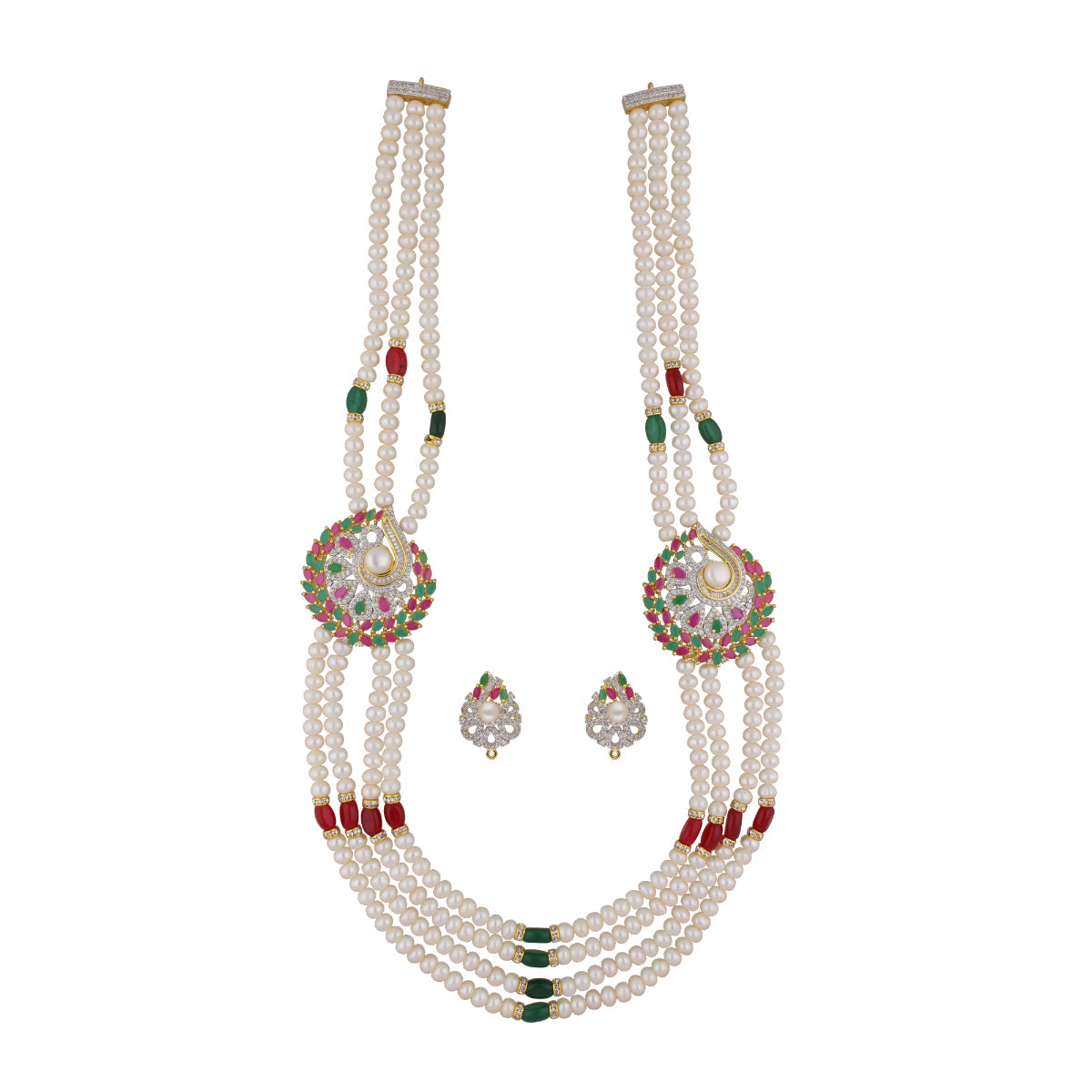 J Pearls Gamini 4 Lines Pearl Sets - Real Pearl Jewelry - Grab2buy