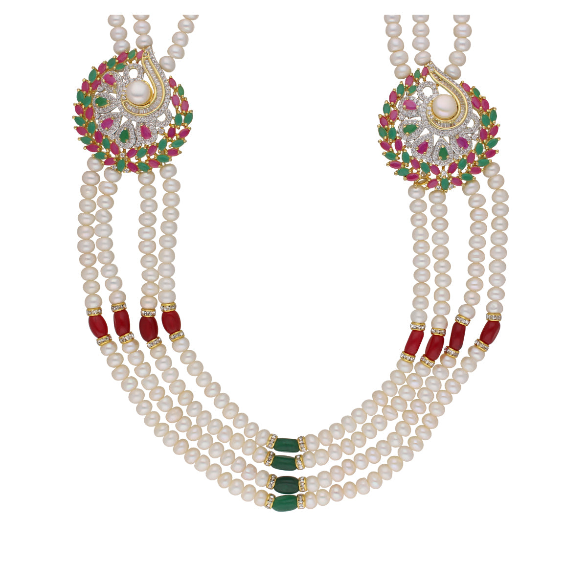 J Pearls Gamini 4 Lines Pearl Sets - Real Pearl Jewelry - Grab2buy