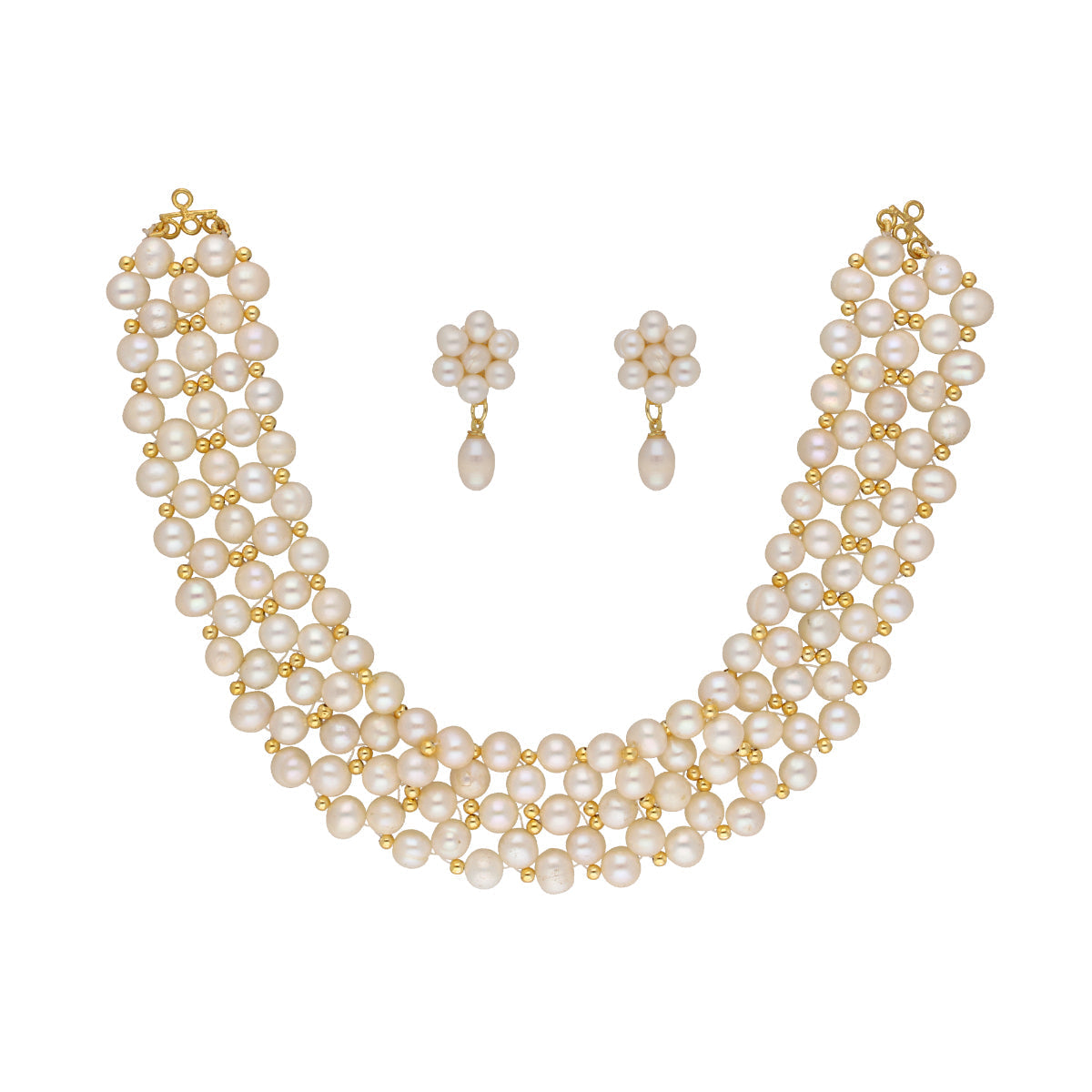 J Pearls Abarna 1 Line Pearl Choker - Real Pearl Jewelry | Swadesiicart