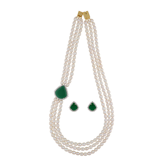 J Pearls Badari 3 Lines Pearl Set - Real Pearl Jewelry - Grab2buy
