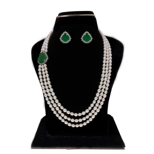 J Pearls Badari 3 Lines Pearl Set - Real Pearl Jewelry - Grab2buy