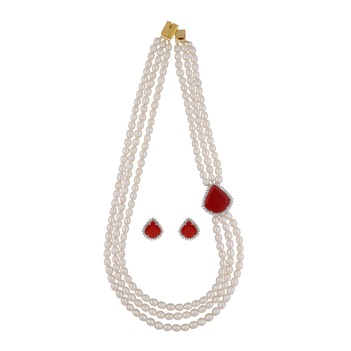 J Pearls Dheera 3 Lines Pearl Choker - Real Pearl Jewelry | Swadesiicart