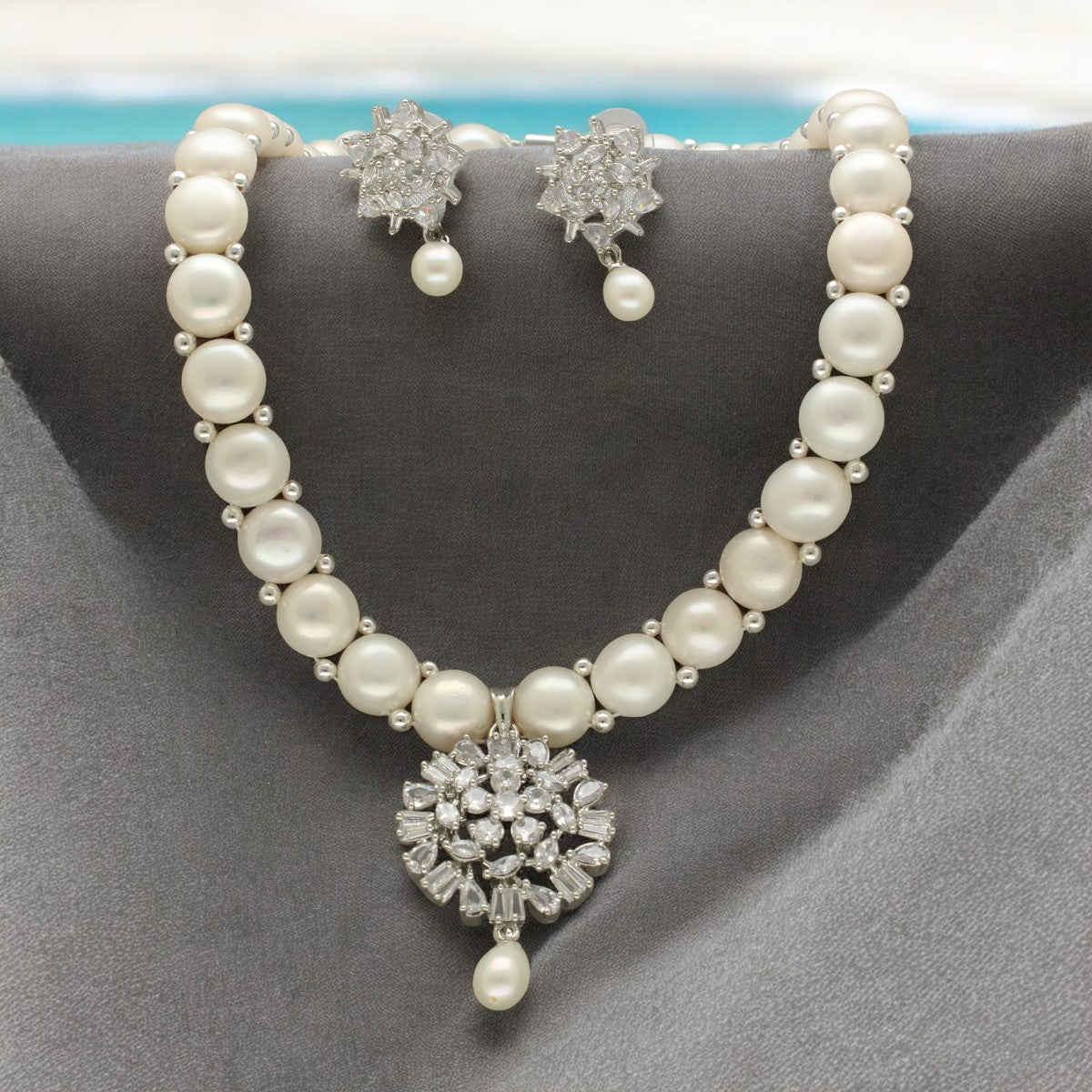 J Pearls Dazzling Divinity Pearl Necklace Set J Pearls