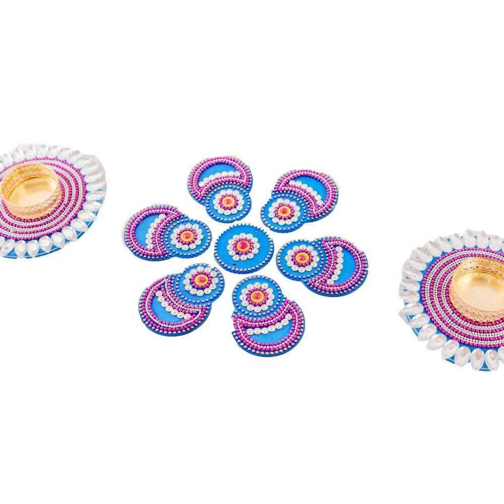 Kundan HandiKrafts Designer Double Round Blue (Baby) - Grab2buy