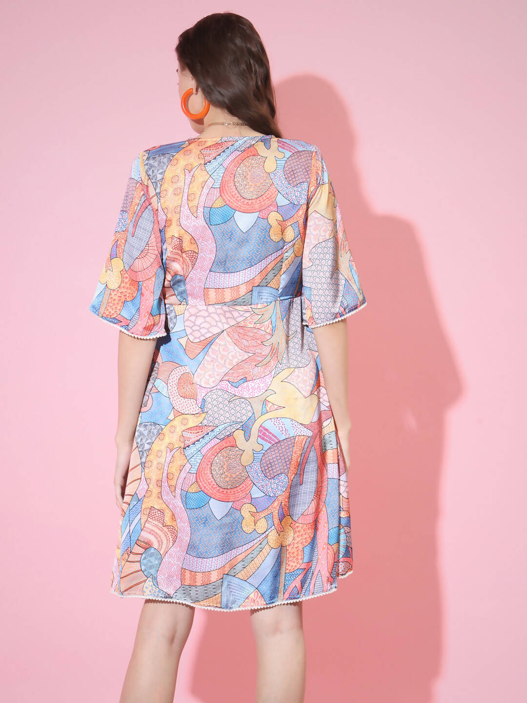 Myshka Women's Multi Abstract Printed Empire Dress