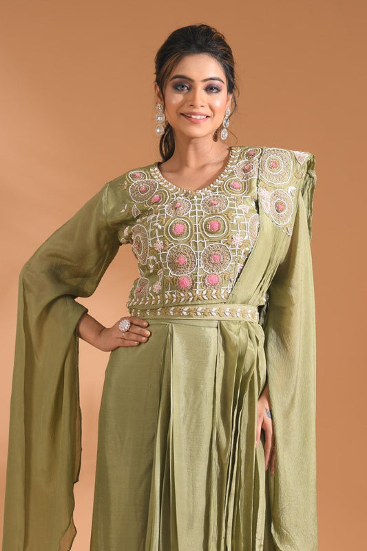 Morchari Co Ord Set With Dupatta Hand Embroidery - Purple 