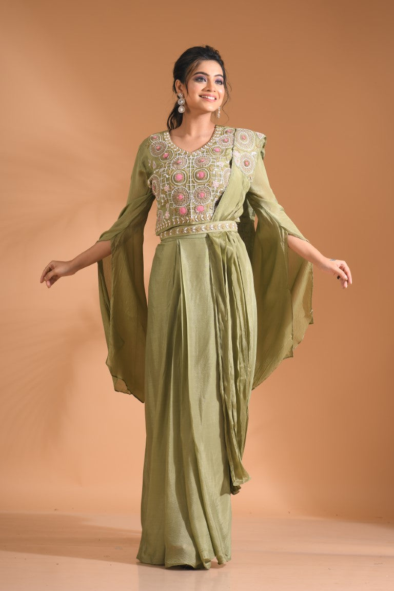Morchari Co Ord Set With Dupatta Hand Embroidery - Purple 