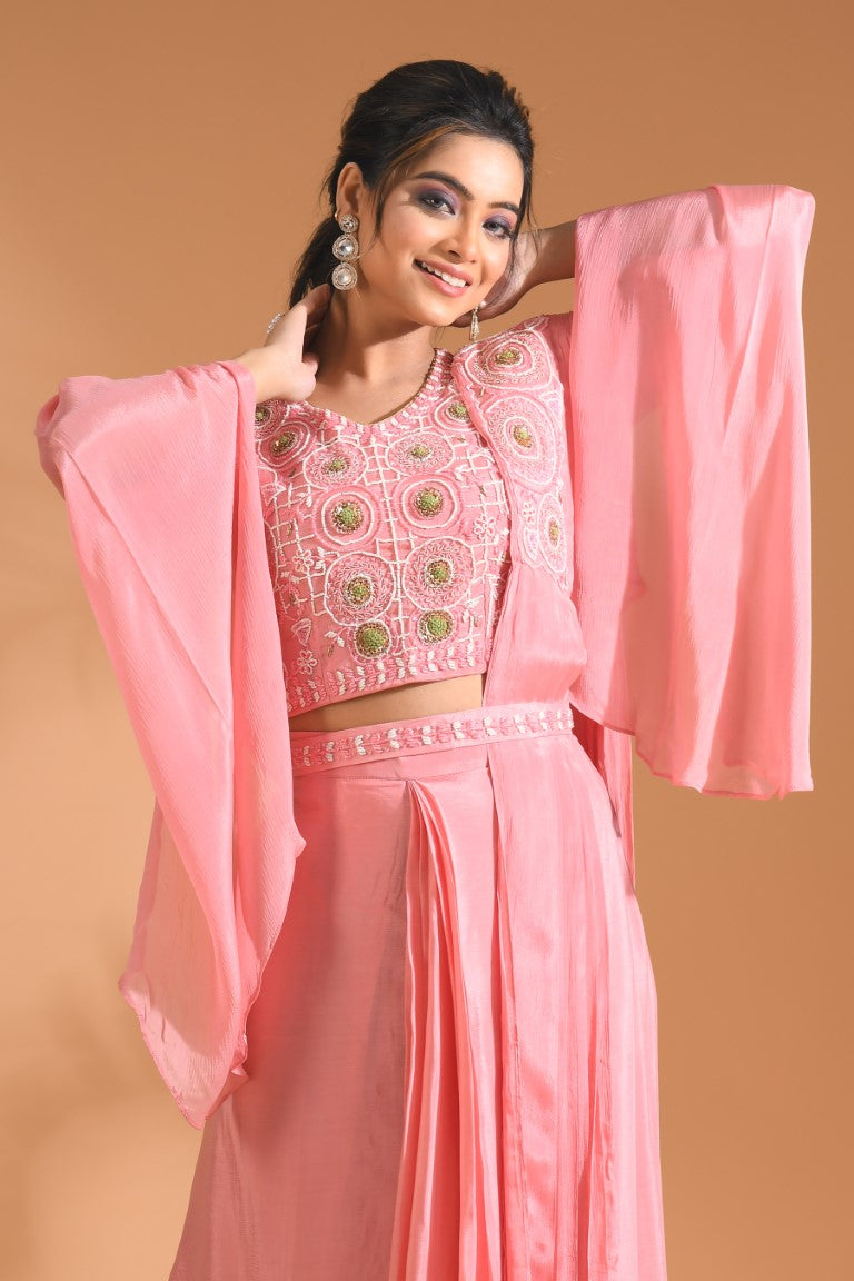 Morchari Co Ord Set With Dupatta Hand Embroidery - Green 