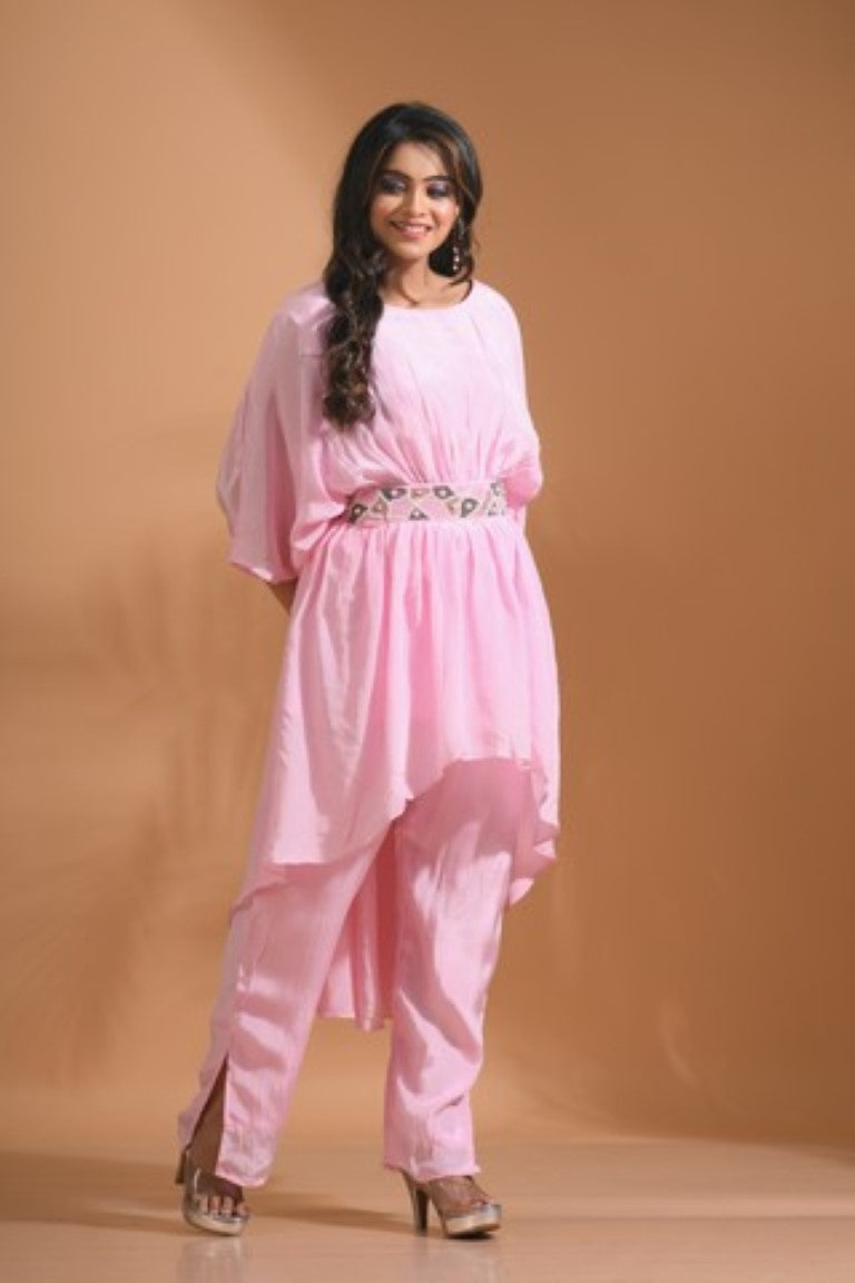 Morchari Kaftan Set With Pant - Pink