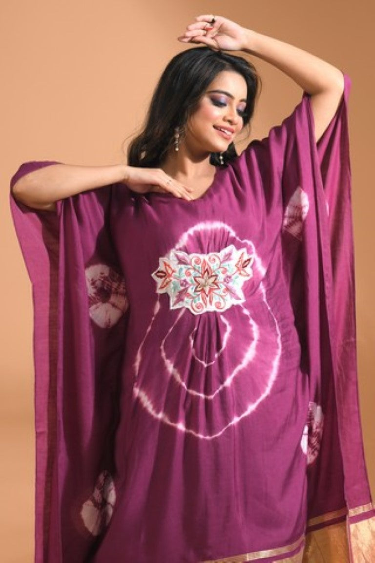 Morchari Kaftan Set With Embroidery - Purple
