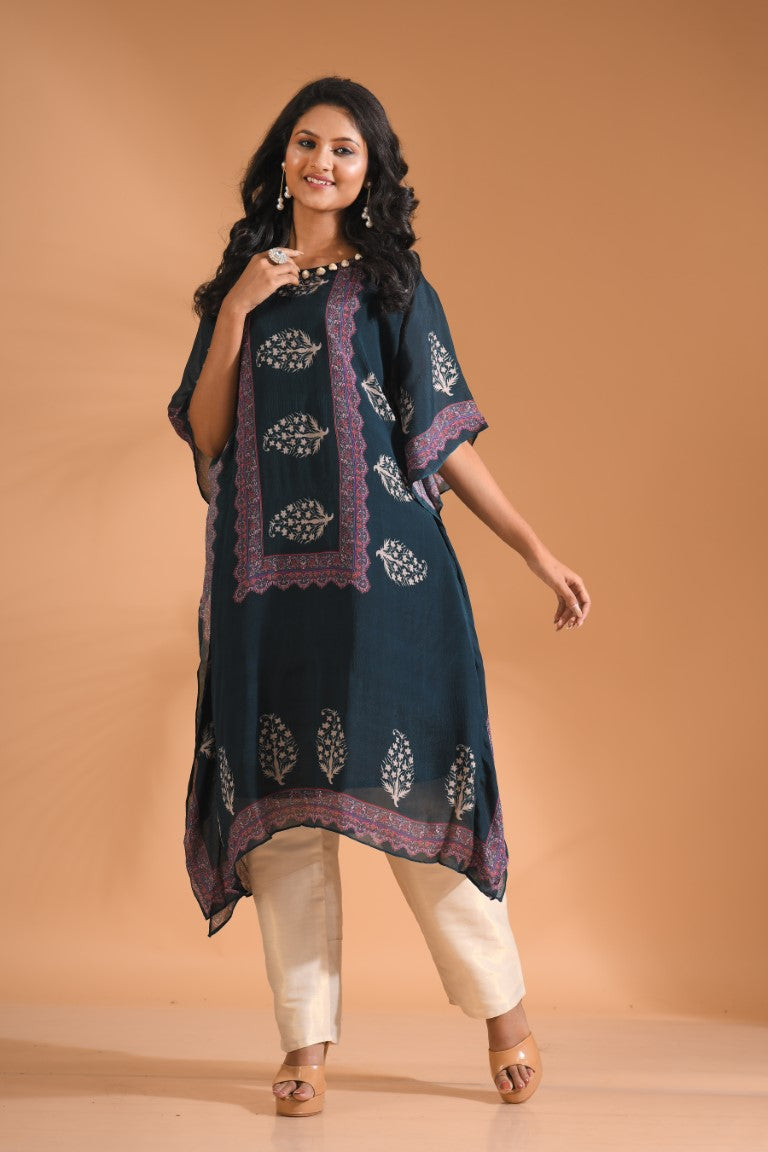 Morchari Co Ord Set With Hand Embroidery - Blue 