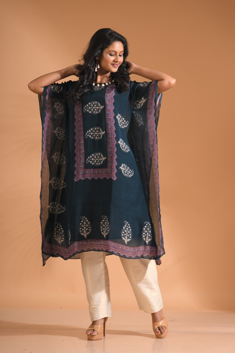 Morchari Co Ord Set With Hand Embroidery - Blue 
