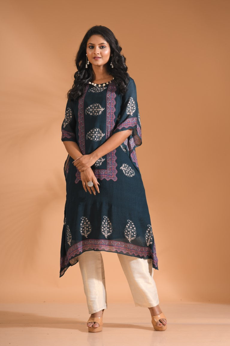 Morchari Co Ord Set With Hand Embroidery - Blue 