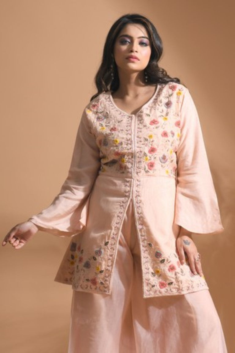 Morchari Co Ord Set With Hand Embroidery - Cream 