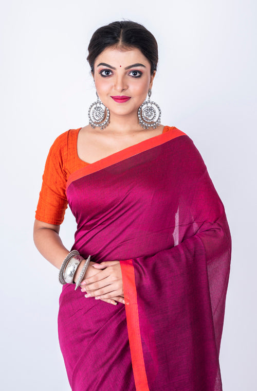 Morchari Bengal Handloom Cotton By Cotton Saree - Multicolor