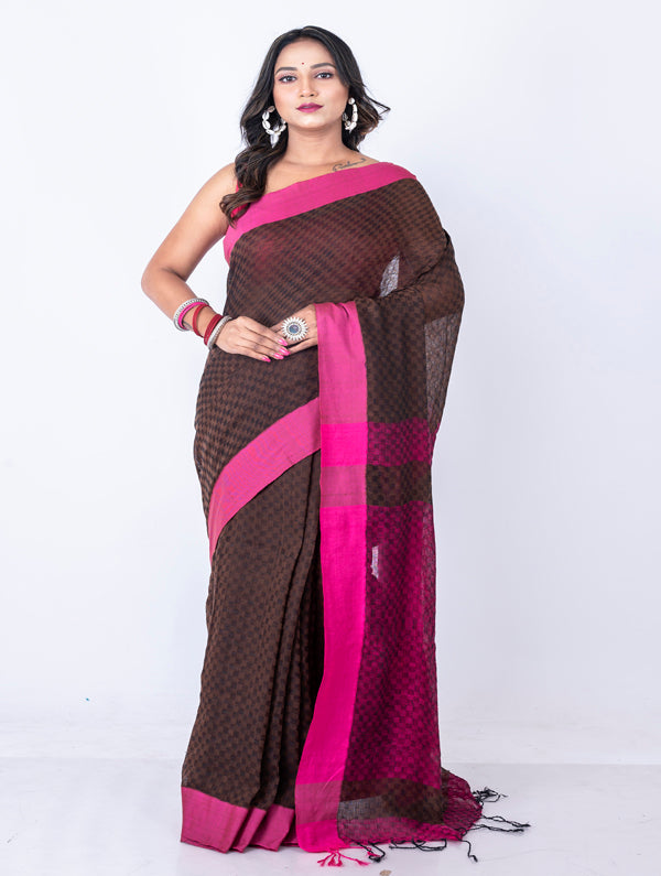 Morchari Bengal Cotton / Cotton Saree - Magenta